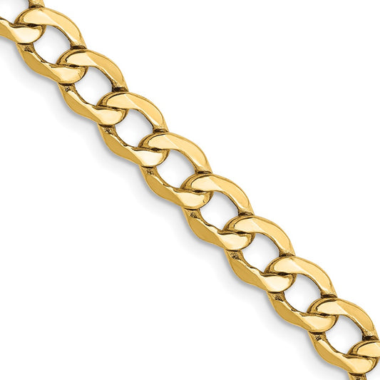 14K Yellow Gold 22 inch 5.25mm Semi-Solid Curb with Lobster Clasp Chain Necklace