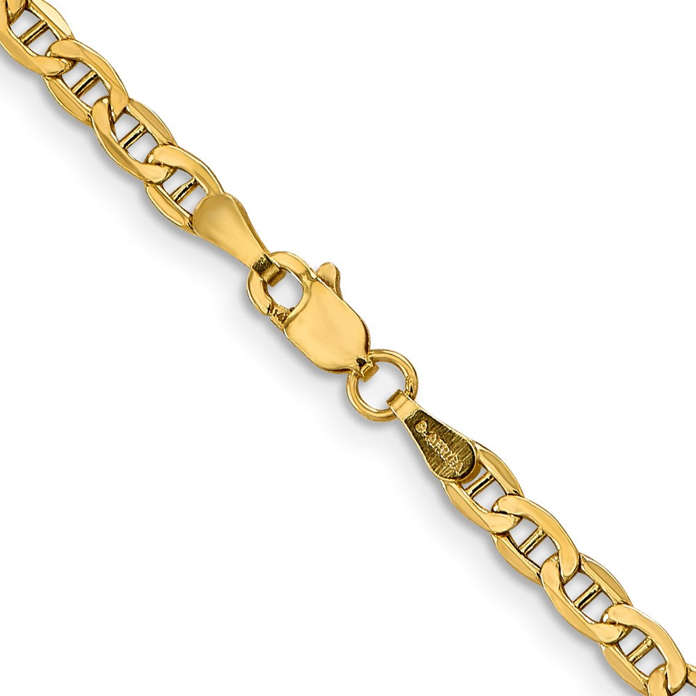 14K Yellow Gold 26 inch 3.2mm Semi-Solid Anchor with Lobster Clasp Chain Necklace