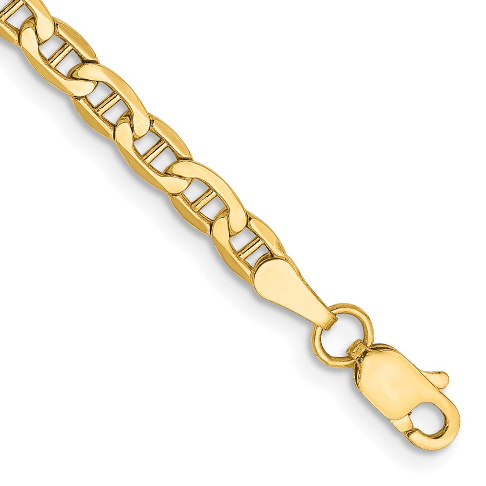 14K Yellow Gold 7 inch 3.2mm Semi-Solid Anchor with Lobster Clasp Bracelet