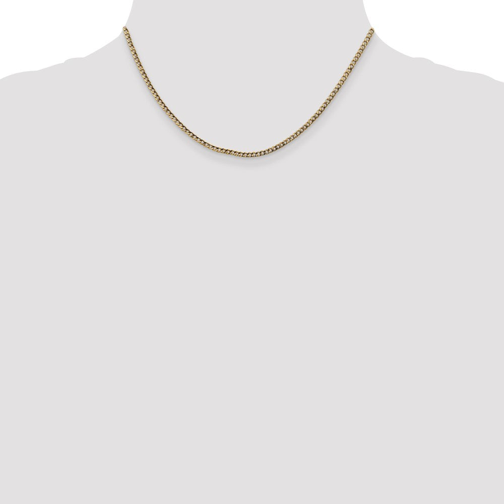 14K Yellow Gold 16 inch 2.5mm Semi-Solid Curb with Lobster Clasp Chain Necklace