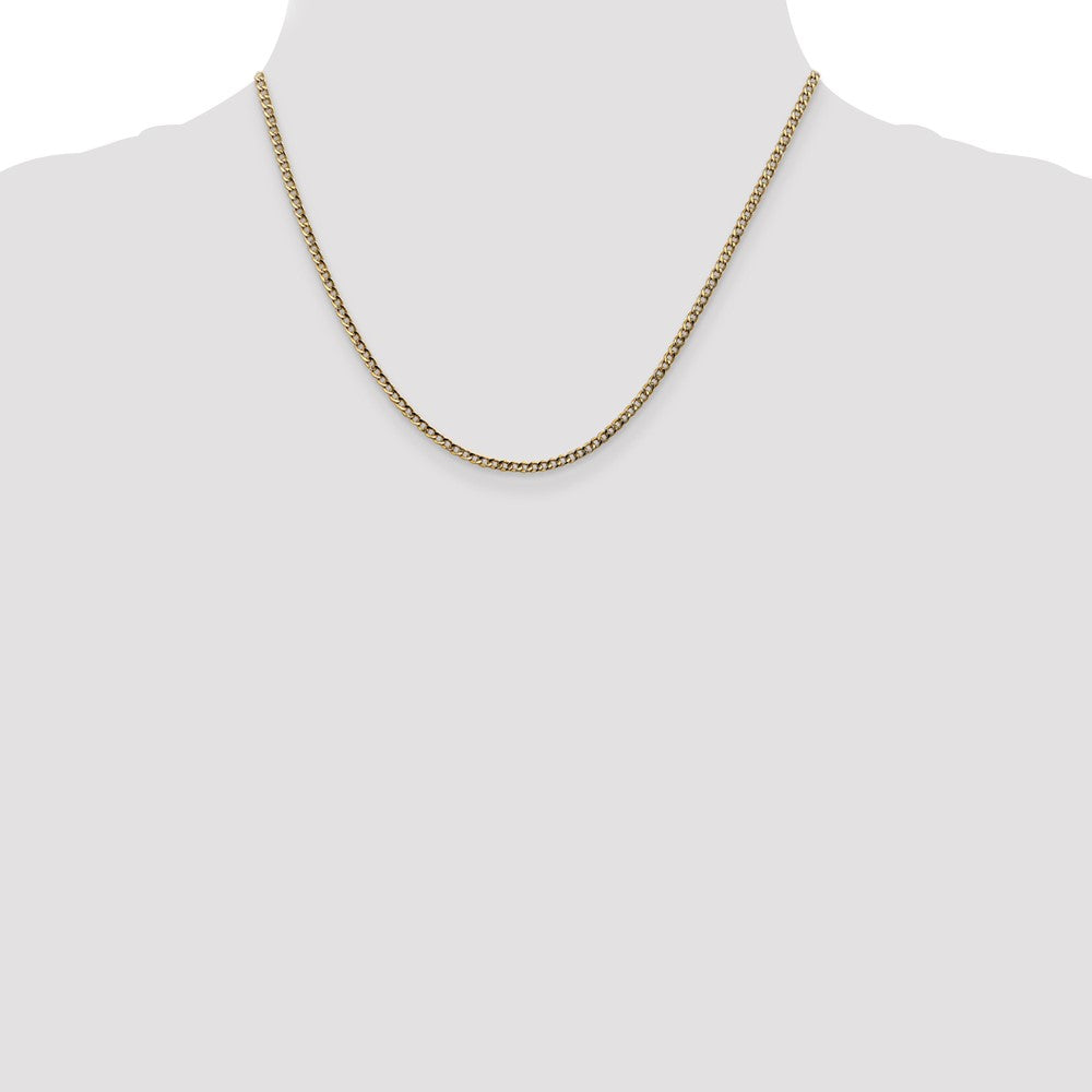 14K Yellow Gold 18 inch 2.5mm Semi-Solid Curb with Lobster Clasp Chain Necklace