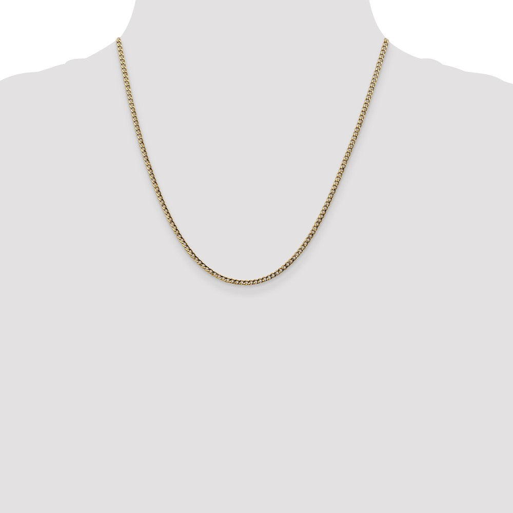 14K Yellow Gold 20 inch 2.5mm Semi-Solid Curb with Lobster Clasp Chain Necklace