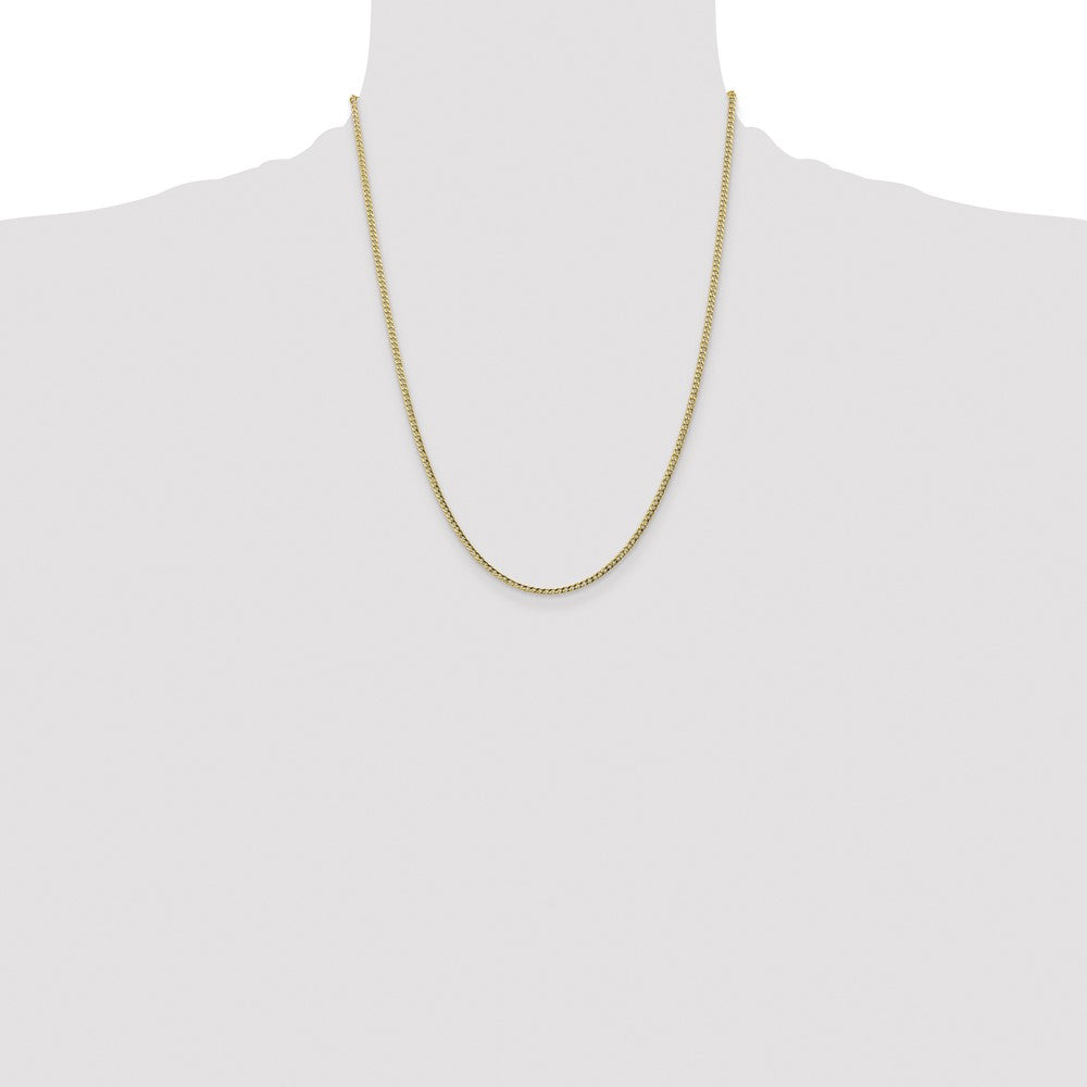 14K Yellow Gold 22 inch 2.5mm Semi-Solid Curb with Lobster Clasp Chain Necklace