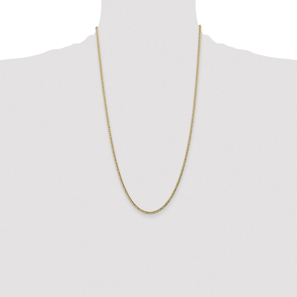 14K Yellow Gold 26 inch 2.5mm Semi-Solid Curb with Lobster Clasp Chain Necklace