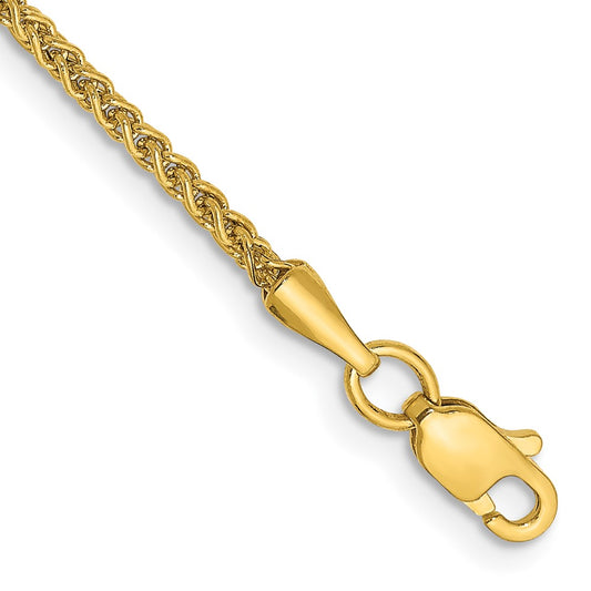 14K Yellow Gold 10 inch 1.55mm Semi-Solid Wheat with Lobster Clasp Anklet