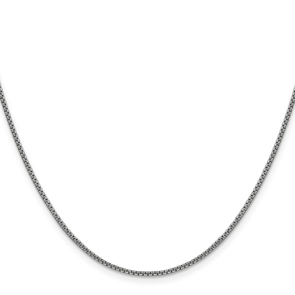 14K White Gold 18 inch 1.5mm Semi-Solid Round Box with Lobster Clasp Chain Necklace