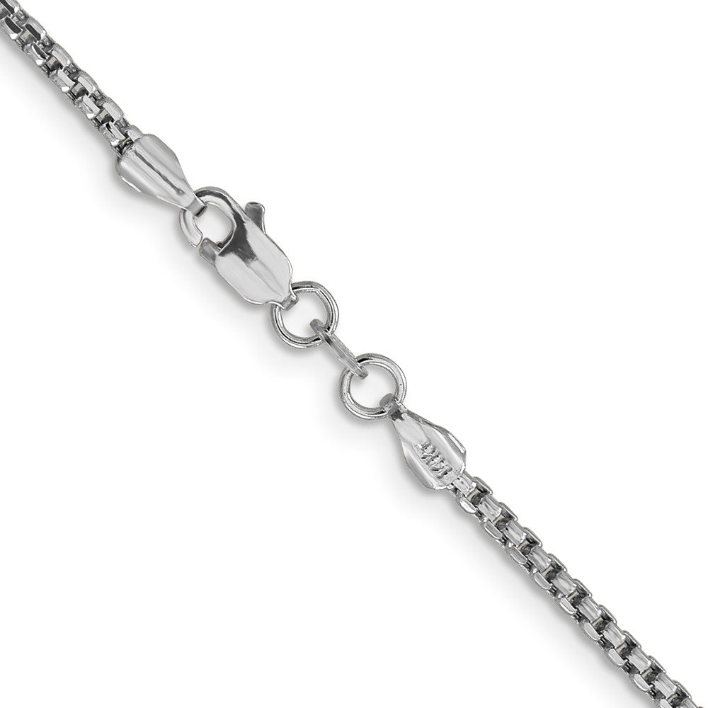 14K White Gold 18 inch 1.75mm Semi-Solid Round Box with Lobster Clasp Chain Necklace