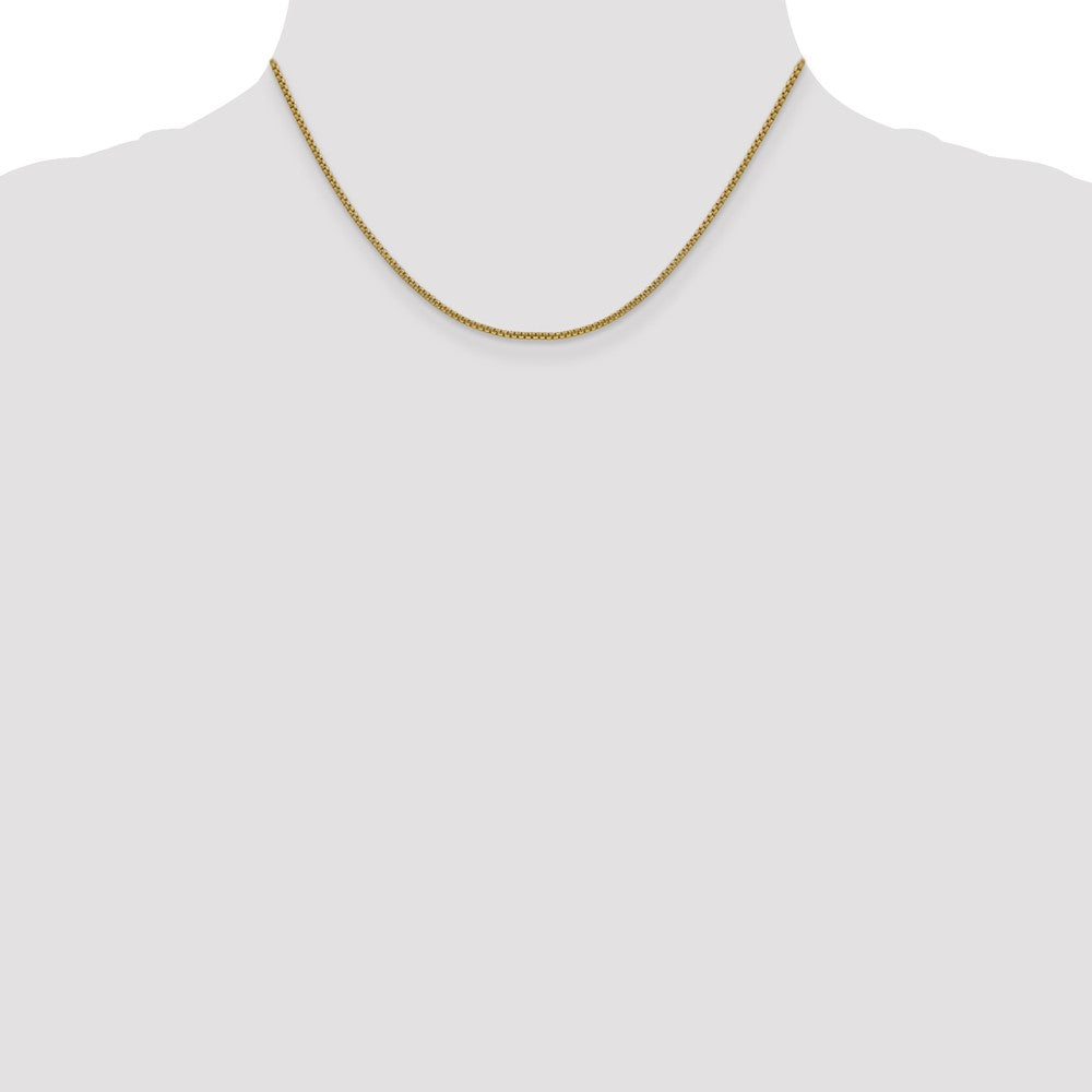 14K Yellow Gold 16 inch 1.5mm Semi-Solid Round Box with Lobster Clasp Chain Necklace