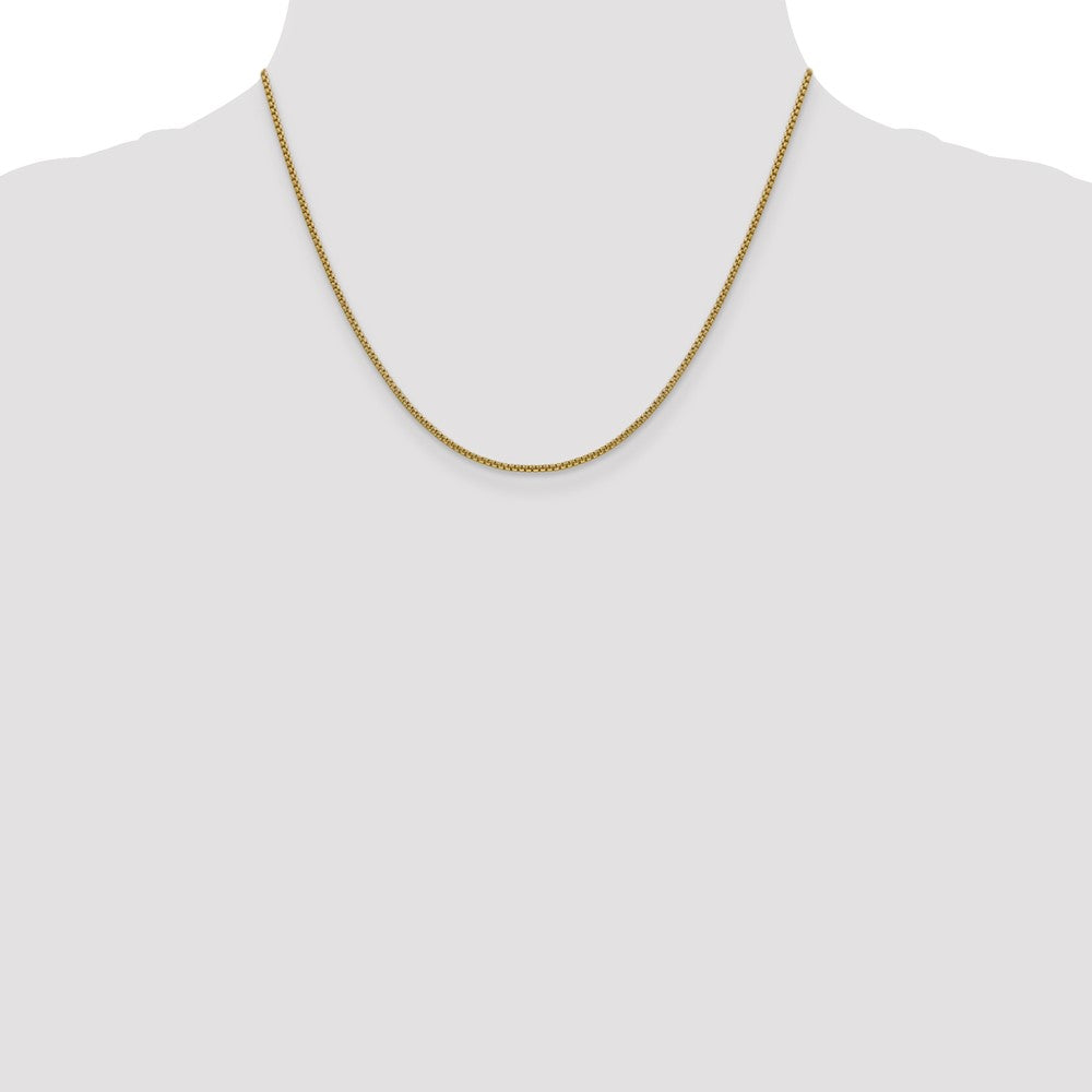 14K Yellow Gold 18 inch 1.5mm Semi-Solid Round Box with Lobster Clasp Chain Necklace