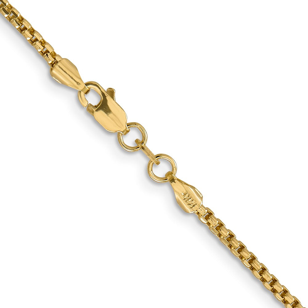 14K Yellow Gold 16 inch 1.75mm Semi-Solid Round Box with Lobster Clasp Chain Necklace