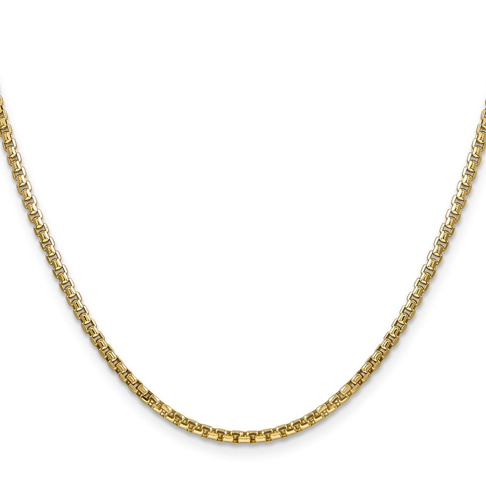 14K Yellow Gold 18 inch 2.45mm Semi-Solid Round Box with Lobster Clasp Chain Necklace