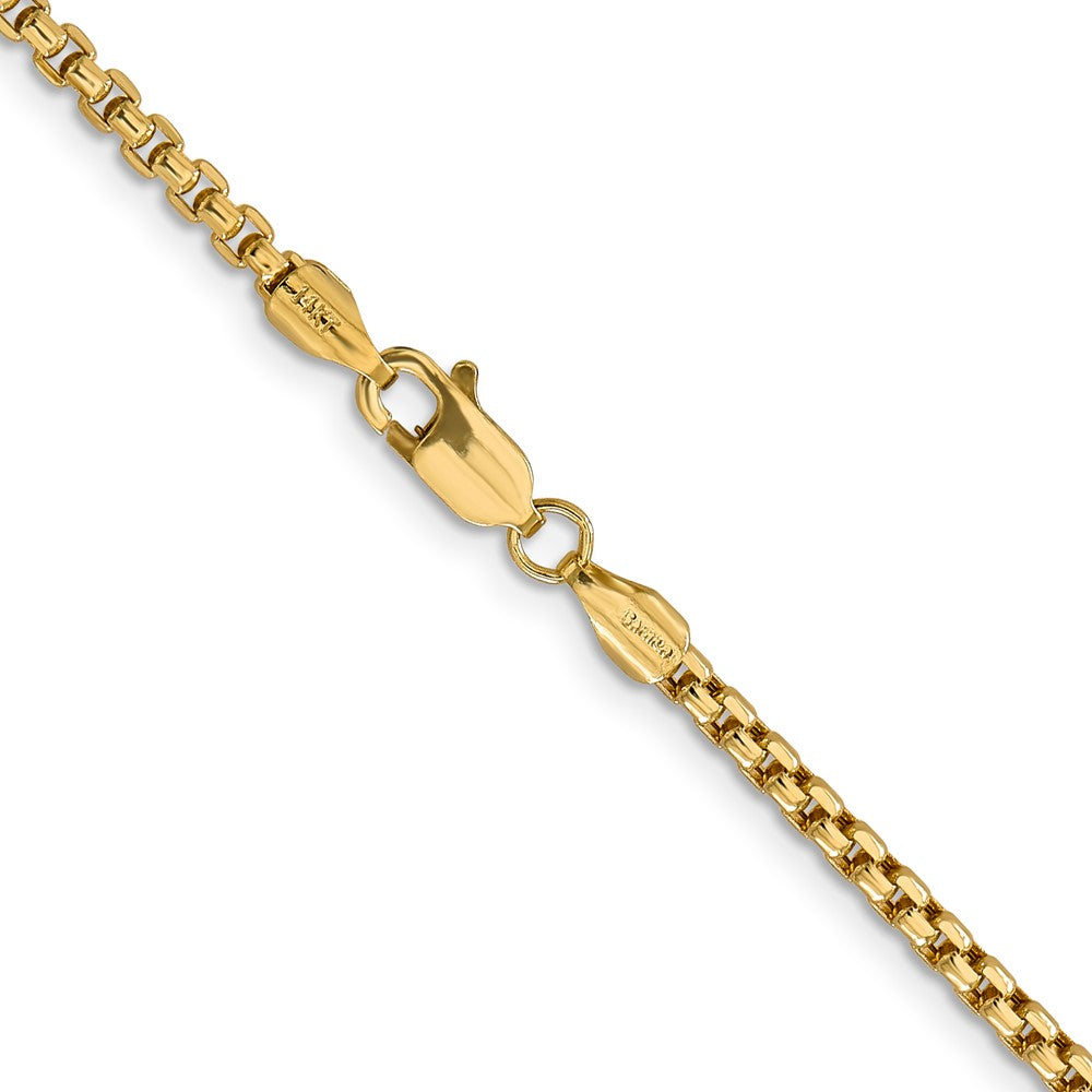 14K Yellow Gold 18 inch 2.45mm Semi-Solid Round Box with Lobster Clasp Chain Necklace