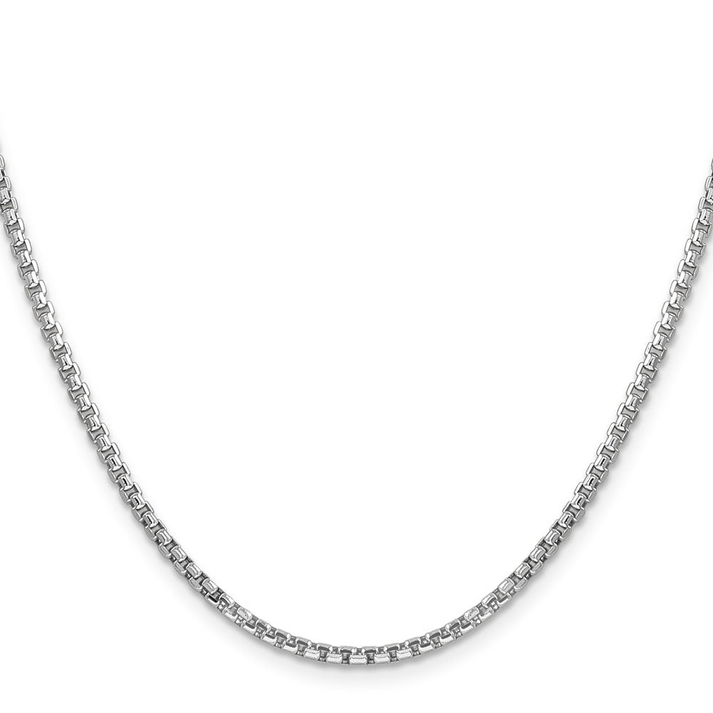 14K White Gold 18 inch 2.45mm Semi-Solid Round Box with Lobster Clasp Chain Necklace