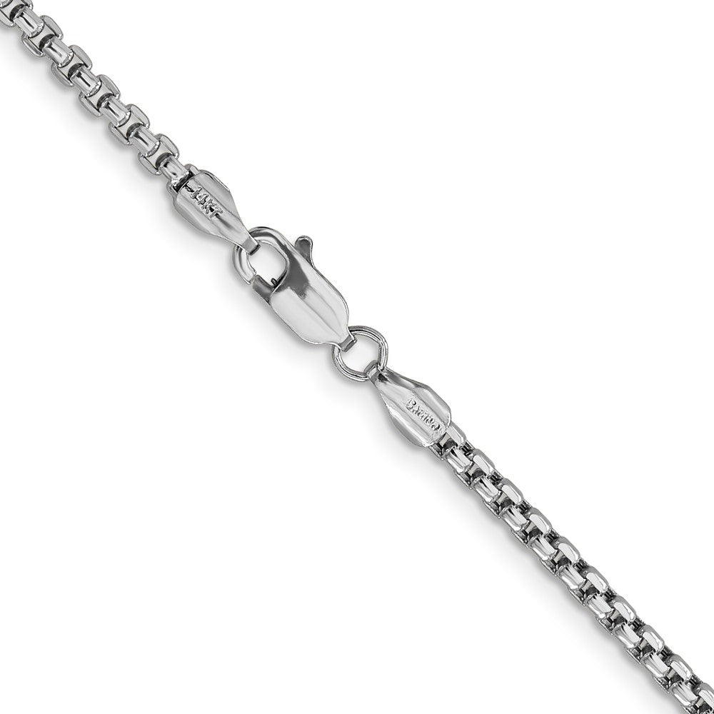 14K White Gold 18 inch 2.45mm Semi-Solid Round Box with Lobster Clasp Chain Necklace