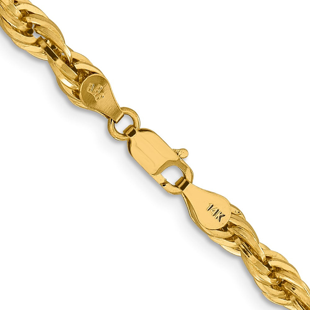 14K Yellow Gold 16 inch 4.75mm Semi Solid Rope with Lobster Clasp Chain Necklace