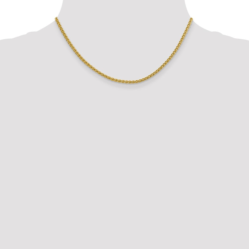 14K Yellow Gold 16 inch 2.75mm Semi-Solid Wheat with Lobster Clasp Chain Necklace