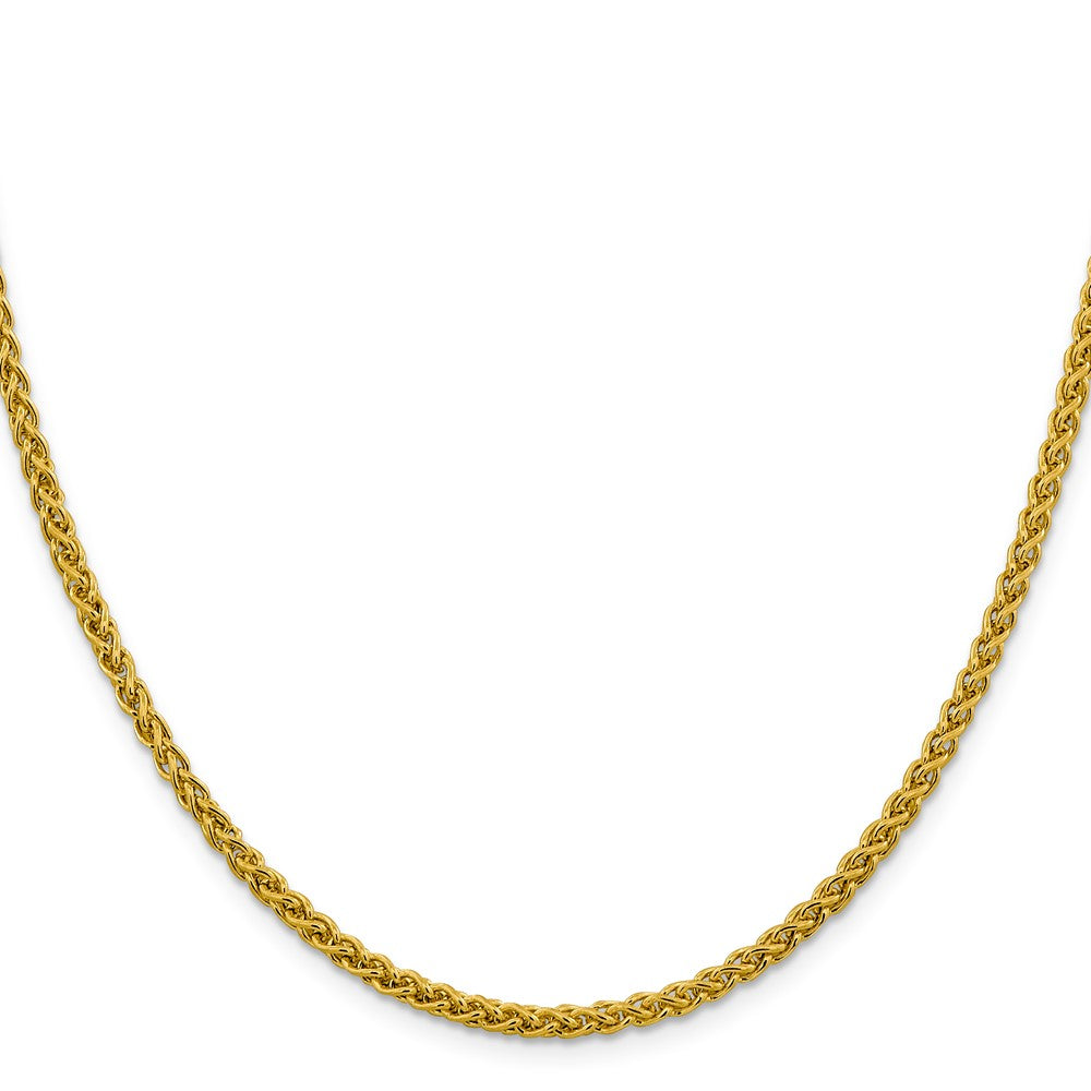 14K Yellow Gold 16 inch 3.45mm Semi-Solid Wheat with Lobster Clasp Chain Necklace