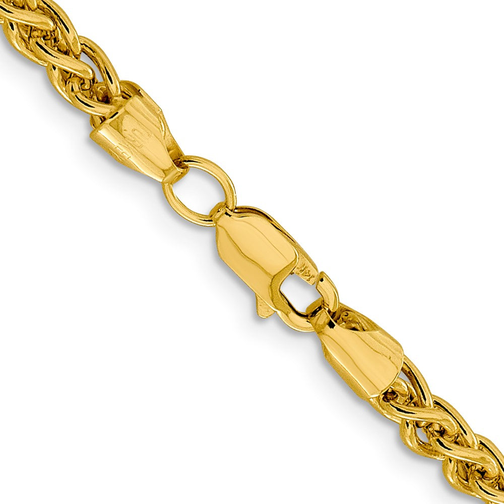 14K Yellow Gold 18 inch 4.15mm Semi-Solid Wheat with Lobster Clasp Chain Necklace