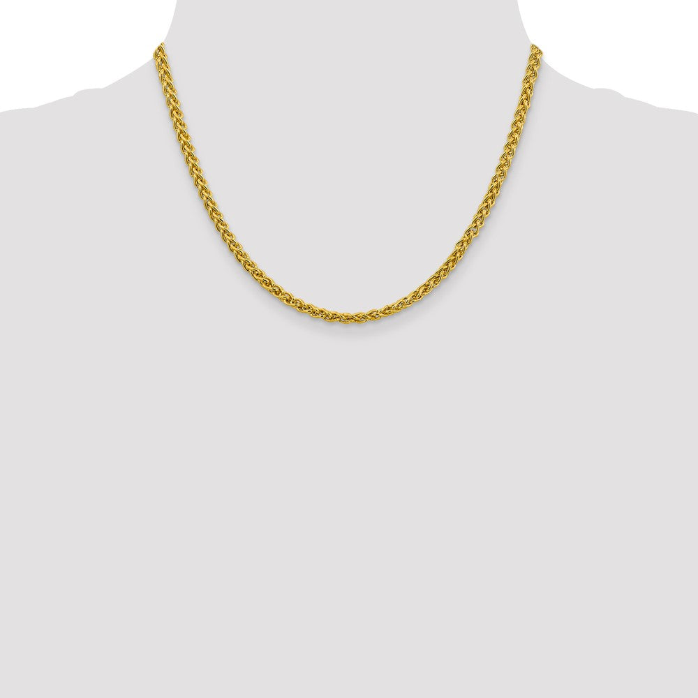 14K Yellow Gold 18 inch 4.15mm Semi-Solid Wheat with Lobster Clasp Chain Necklace