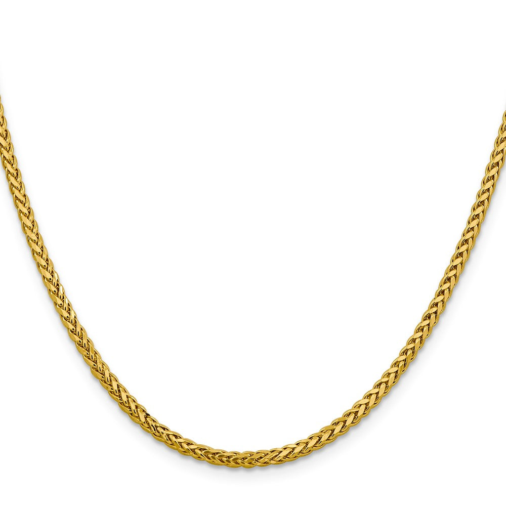 14K Yellow Gold 18 inch 2.5mm Semi-Solid Diamond-cut Wheat with Lobster Clasp Chain Necklace