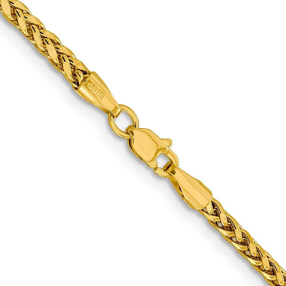 14K Yellow Gold 18 inch 2.5mm Semi-Solid Diamond-cut Wheat with Lobster Clasp Chain Necklace