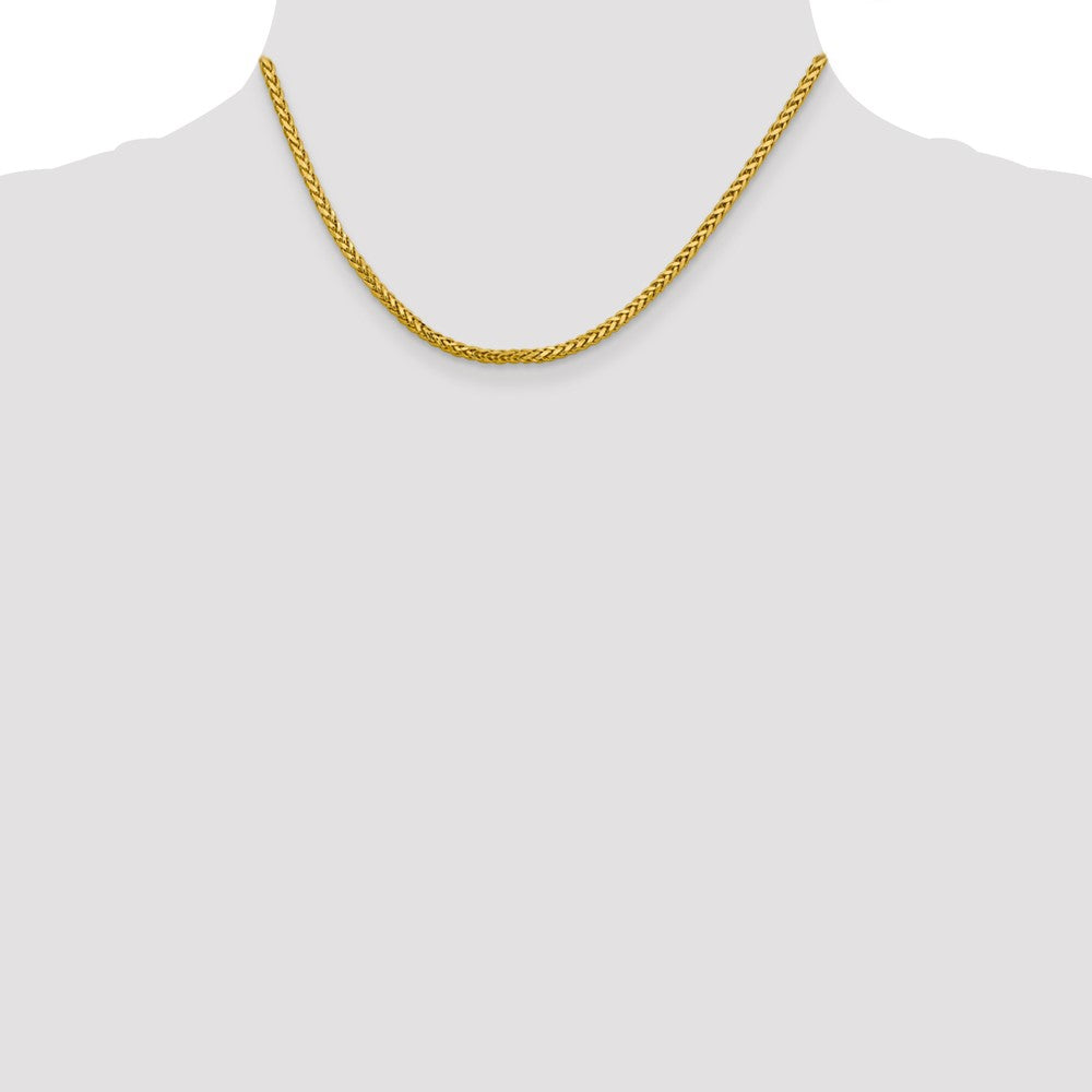 14K Yellow Gold 16 inch 2.5mm Semi-Solid Diamond-cut Wheat with Lobster Clasp Chain Necklace