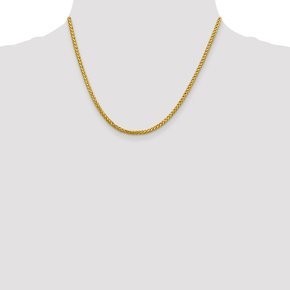 14K Yellow Gold 18 inch 2.5mm Semi-Solid Diamond-cut Wheat with Lobster Clasp Chain Necklace