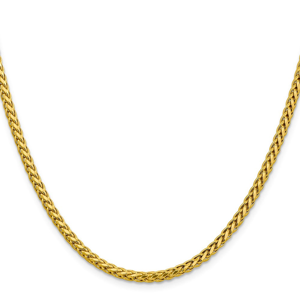 14K Yellow Gold 18 inch 3.1mm Semi-Solid Diamond-cut Wheat with Lobster Clasp Chain Necklace