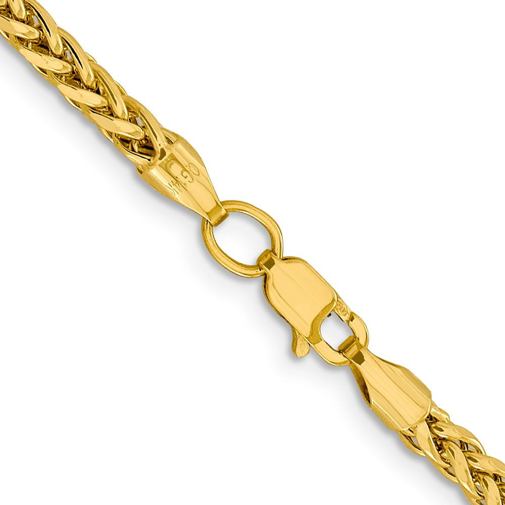 14K Yellow Gold 18 inch 3.1mm Semi-Solid Diamond-cut Wheat with Lobster Clasp Chain Necklace