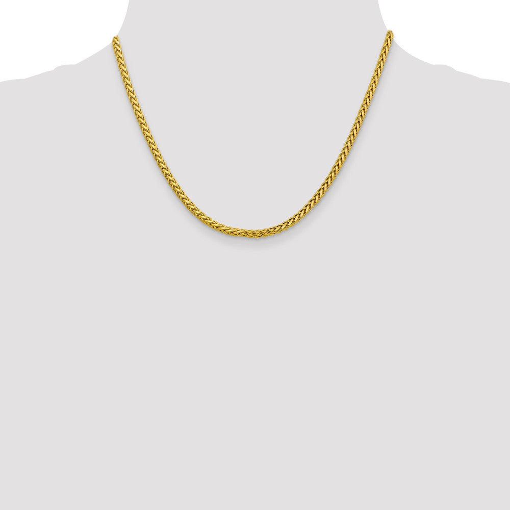 14K Yellow Gold 18 inch 3.1mm Semi-Solid Diamond-cut Wheat with Lobster Clasp Chain Necklace