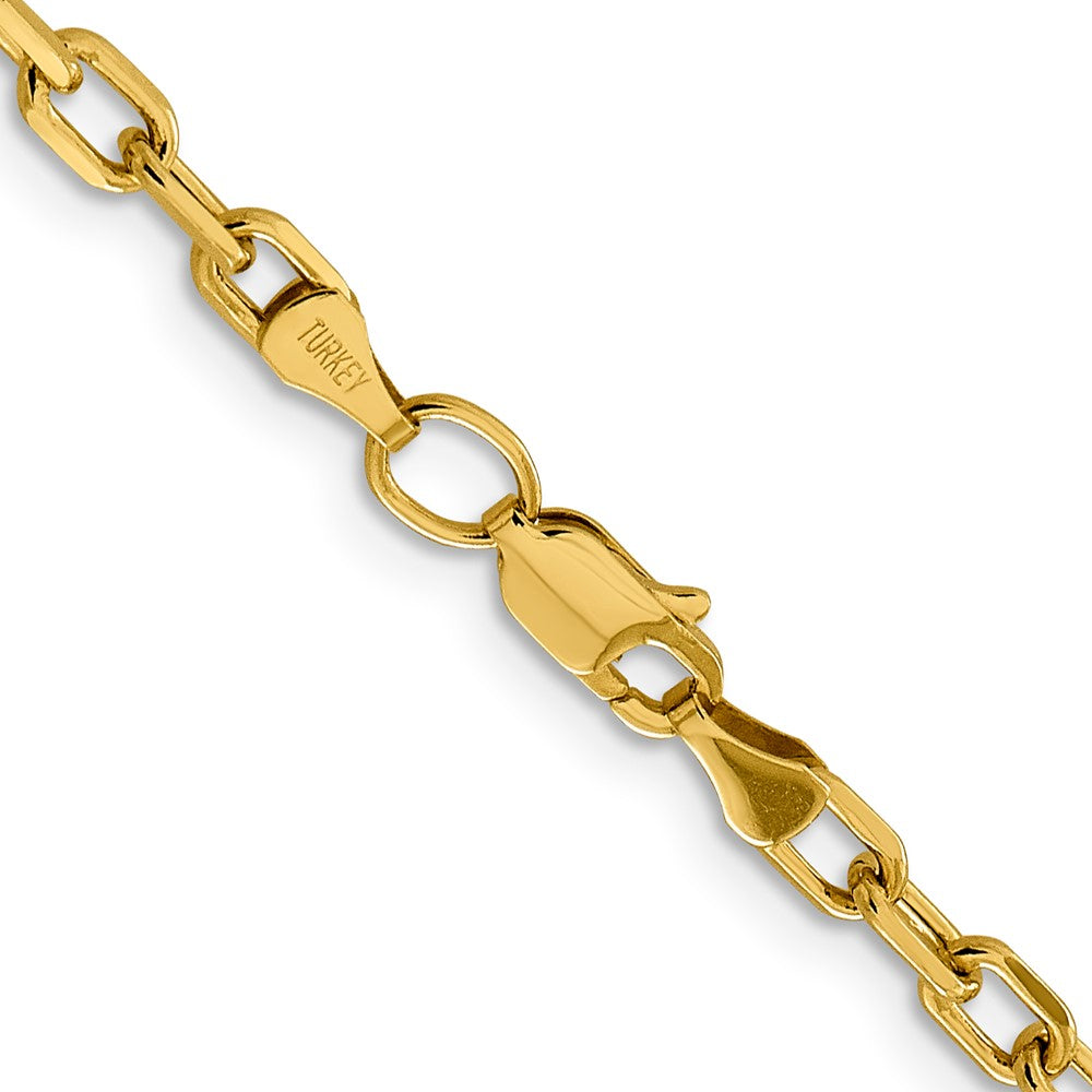 14K Yellow Gold  24 inch 3.7mm Semi-Solid Diamond-cut Open Link Cable with Lobster Clasp Chain Necklace