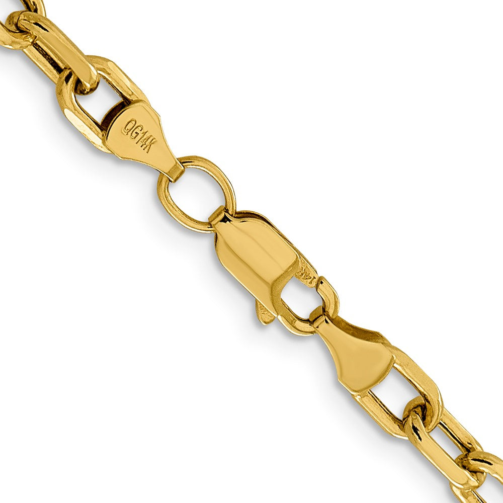 14K Yellow Gold 26 inch 4.9mm Semi-Solid Diamond-cut Open Link Cable with Lobster Clasp Chain Necklace