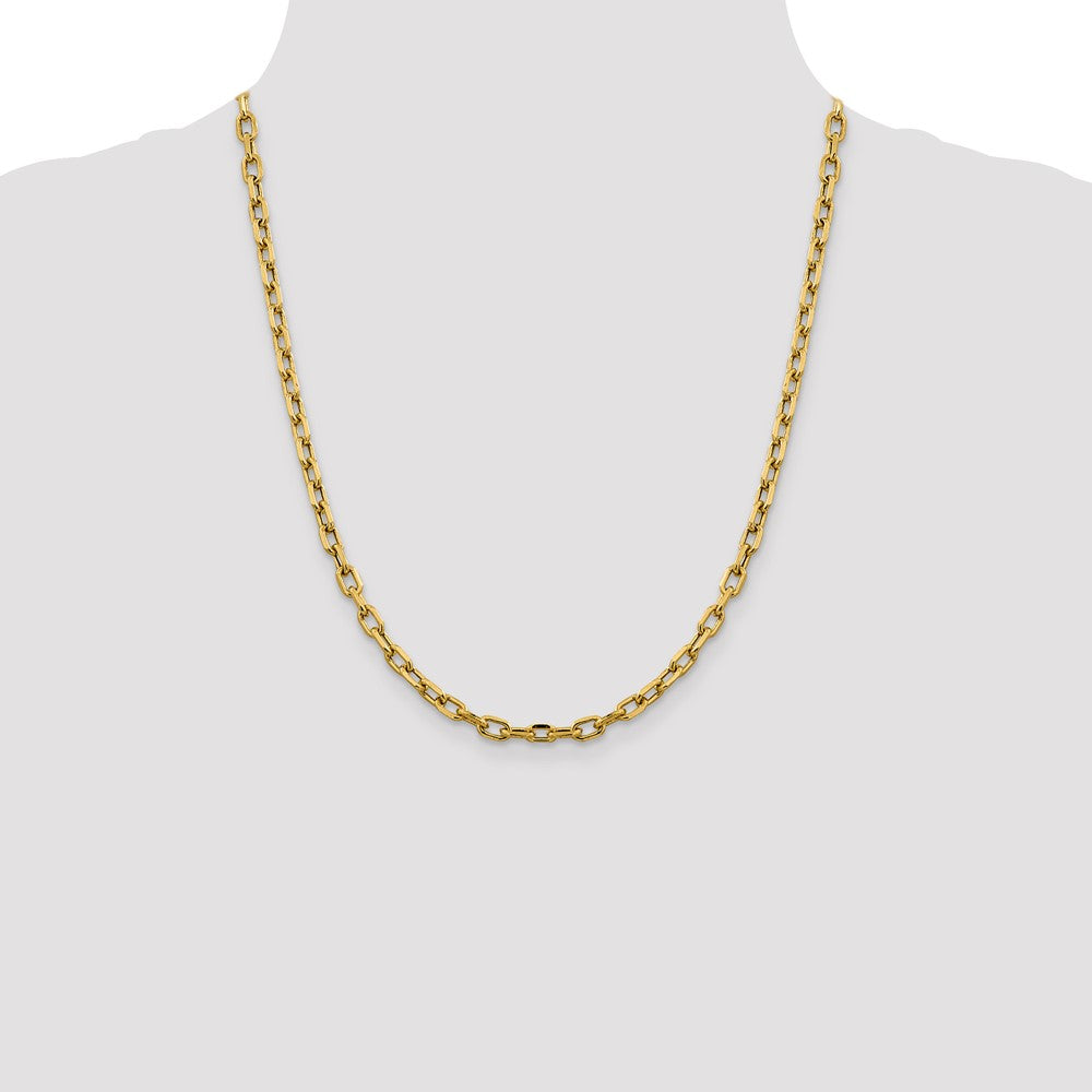 14K Yellow Gold  22 inch 4.9mm Semi-Solid Diamond-cut Open Link Cable with Lobster Clasp Chain Necklace