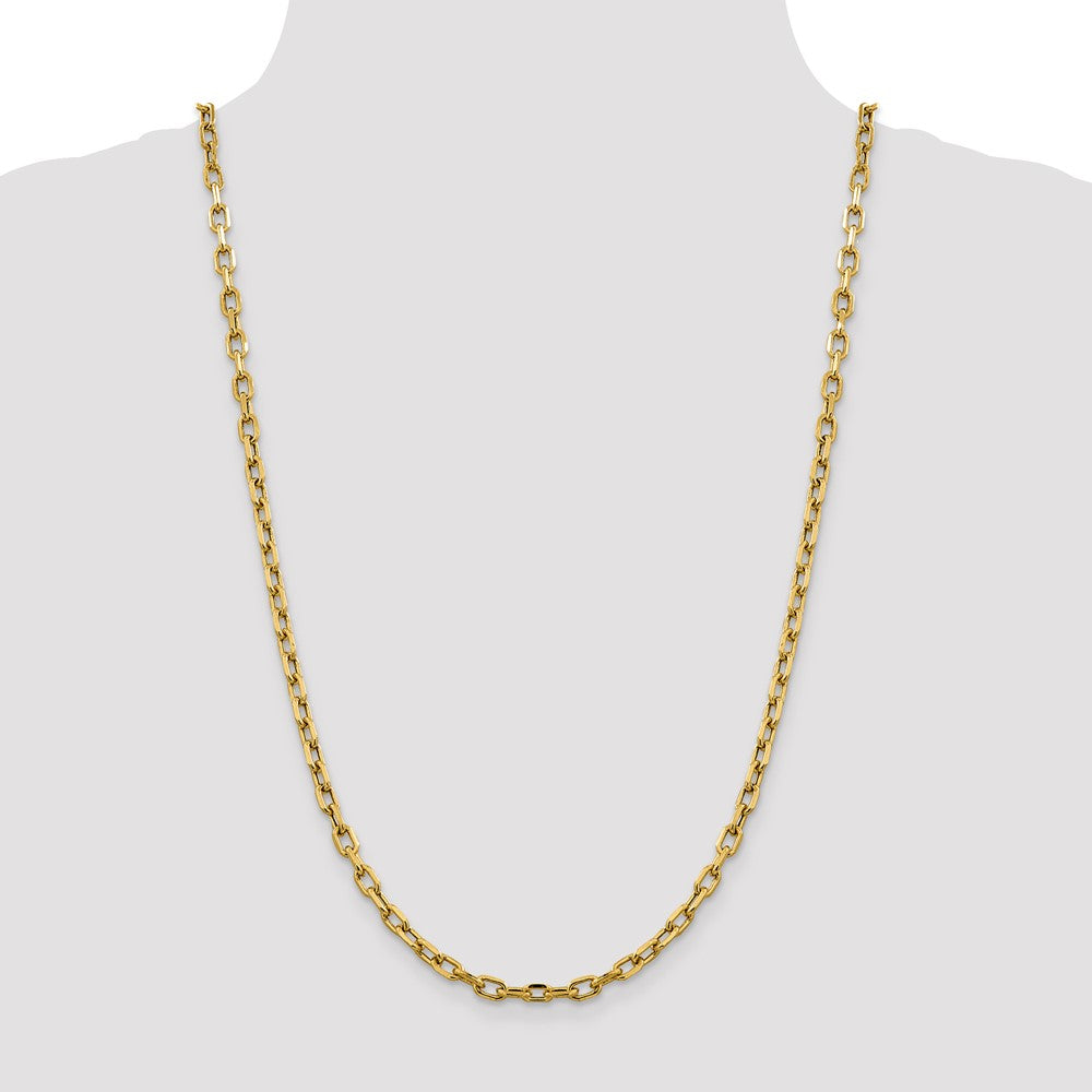 14K Yellow Gold 26 inch 4.9mm Semi-Solid Diamond-cut Open Link Cable with Lobster Clasp Chain Necklace