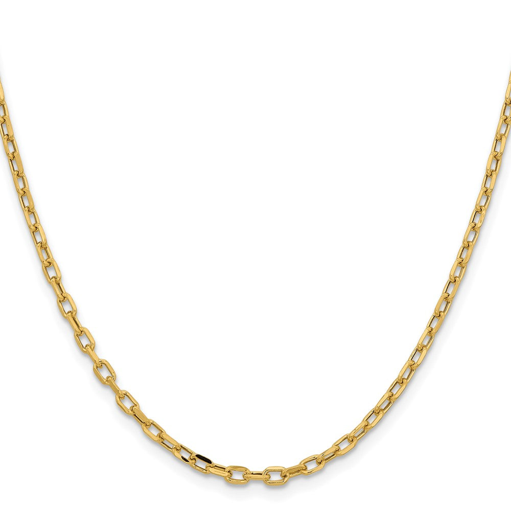 14K Yellow Gold Yellow Gold 24 inch 3mm Semi-Solid Diamond-cut Open Link Cable with Lobster Clasp Chain Necklace