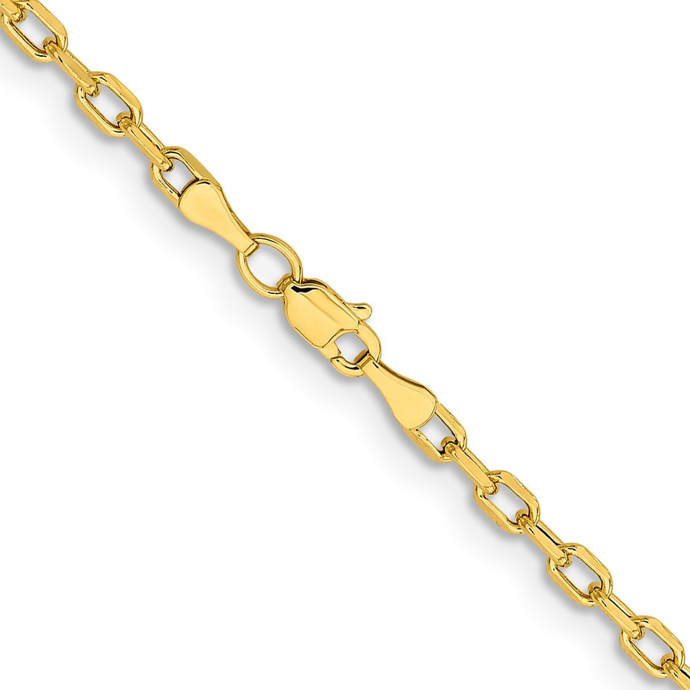 14K Yellow Gold Yellow Gold 24 inch 3mm Semi-Solid Diamond-cut Open Link Cable with Lobster Clasp Chain Necklace