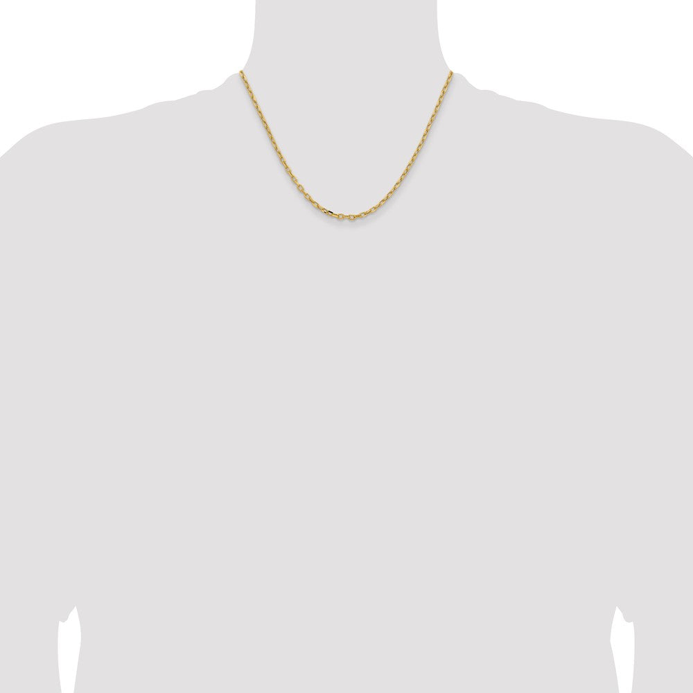 14K Yellow Gold Yellow Gold 18 inch 3mm Semi-Solid Diamond-cut Open Link Cable with Lobster Clasp Chain Necklace