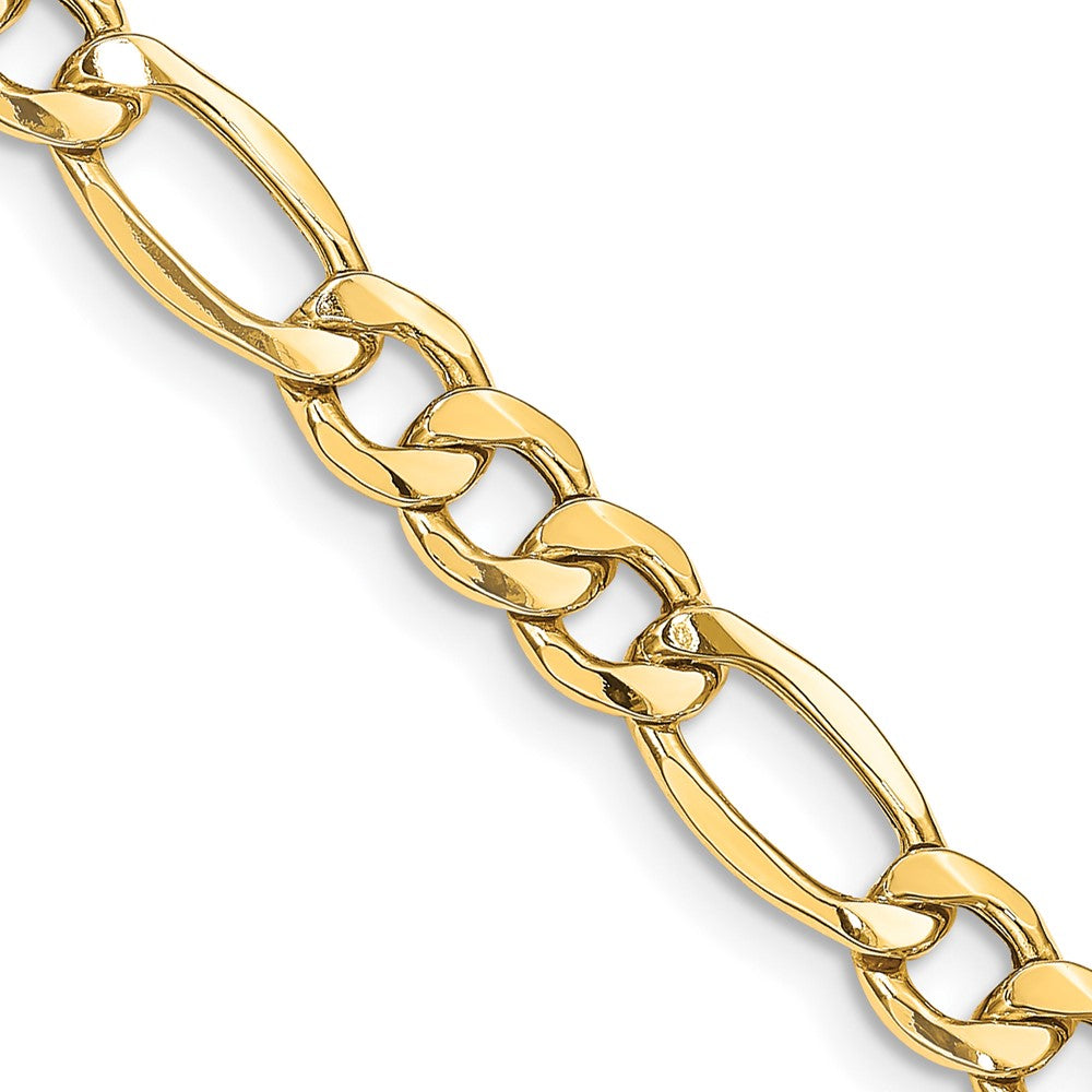 14K Yellow Gold 24 inch 8.5mm Semi-Solid Figaro with Lobster Clasp Chain Necklace