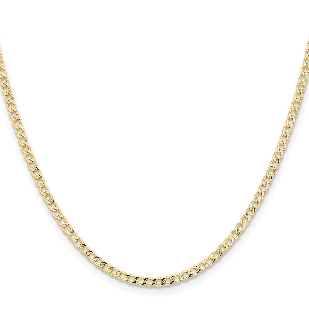 14K Yellow Gold 22 inch 2.85mm Semi-Solid Curb with Lobster Clasp Chain Necklace