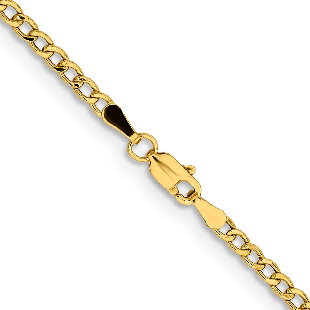 14K Yellow Gold 22 inch 2.85mm Semi-Solid Curb with Lobster Clasp Chain Necklace