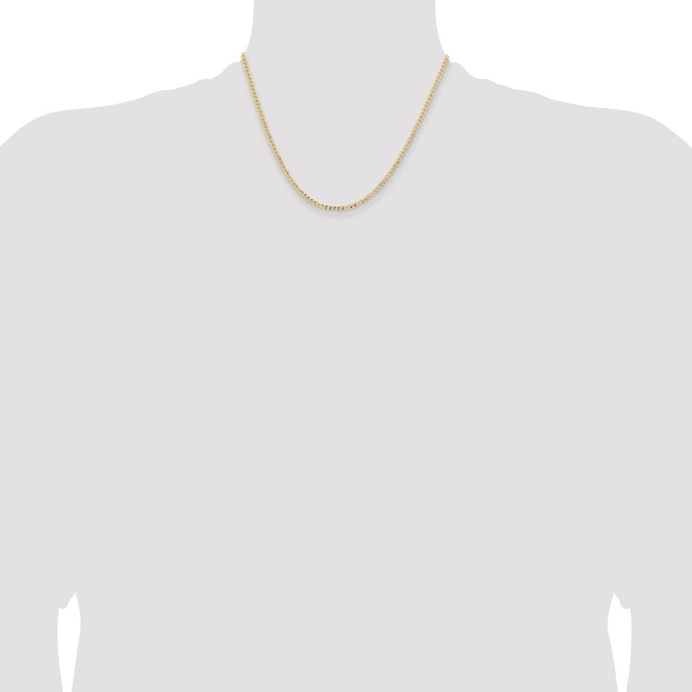 14K Yellow Gold 18 inch 2.85mm Semi-Solid Curb with Lobster Clasp Chain Necklace