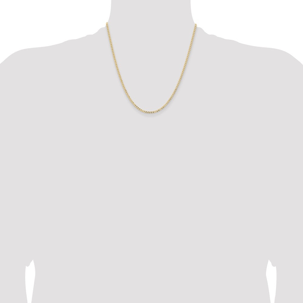 14K Yellow Gold 20 inch 2.85mm Semi-Solid Curb with Lobster Clasp Chain Necklace