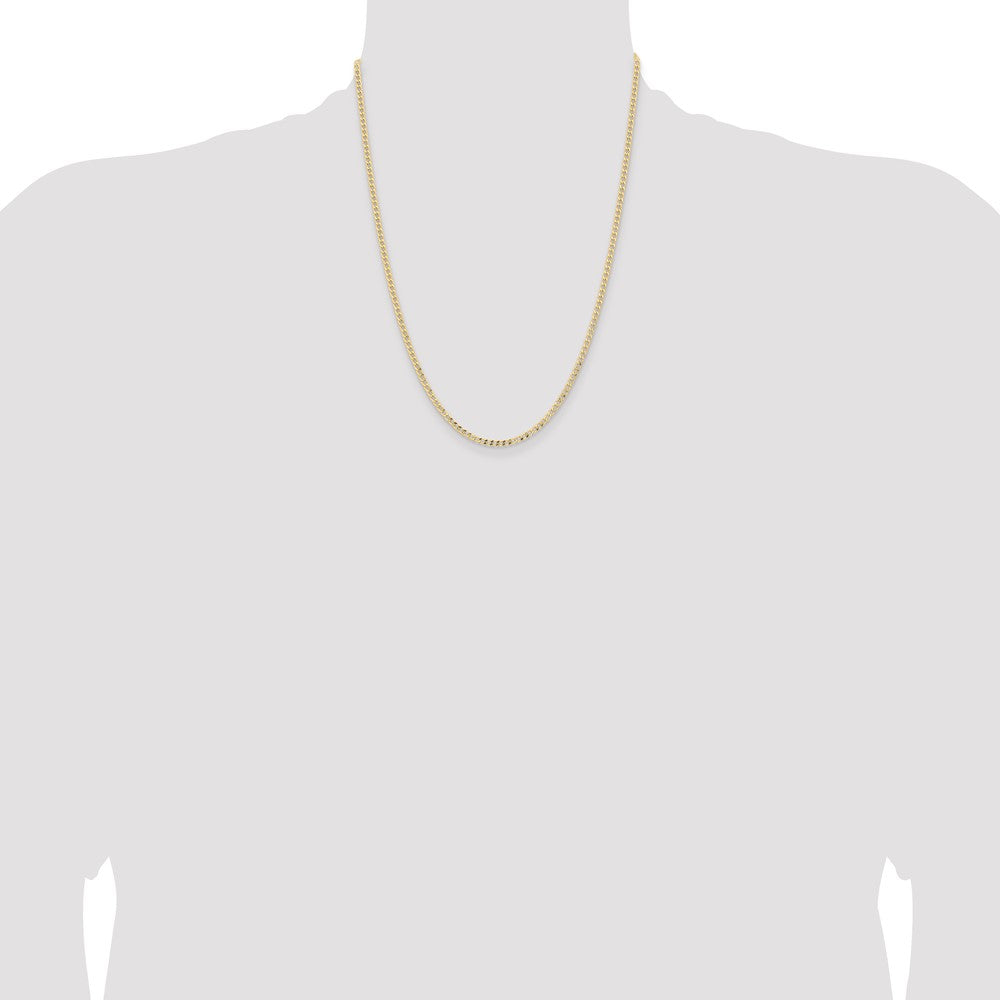 14K Yellow Gold 22 inch 2.85mm Semi-Solid Curb with Lobster Clasp Chain Necklace