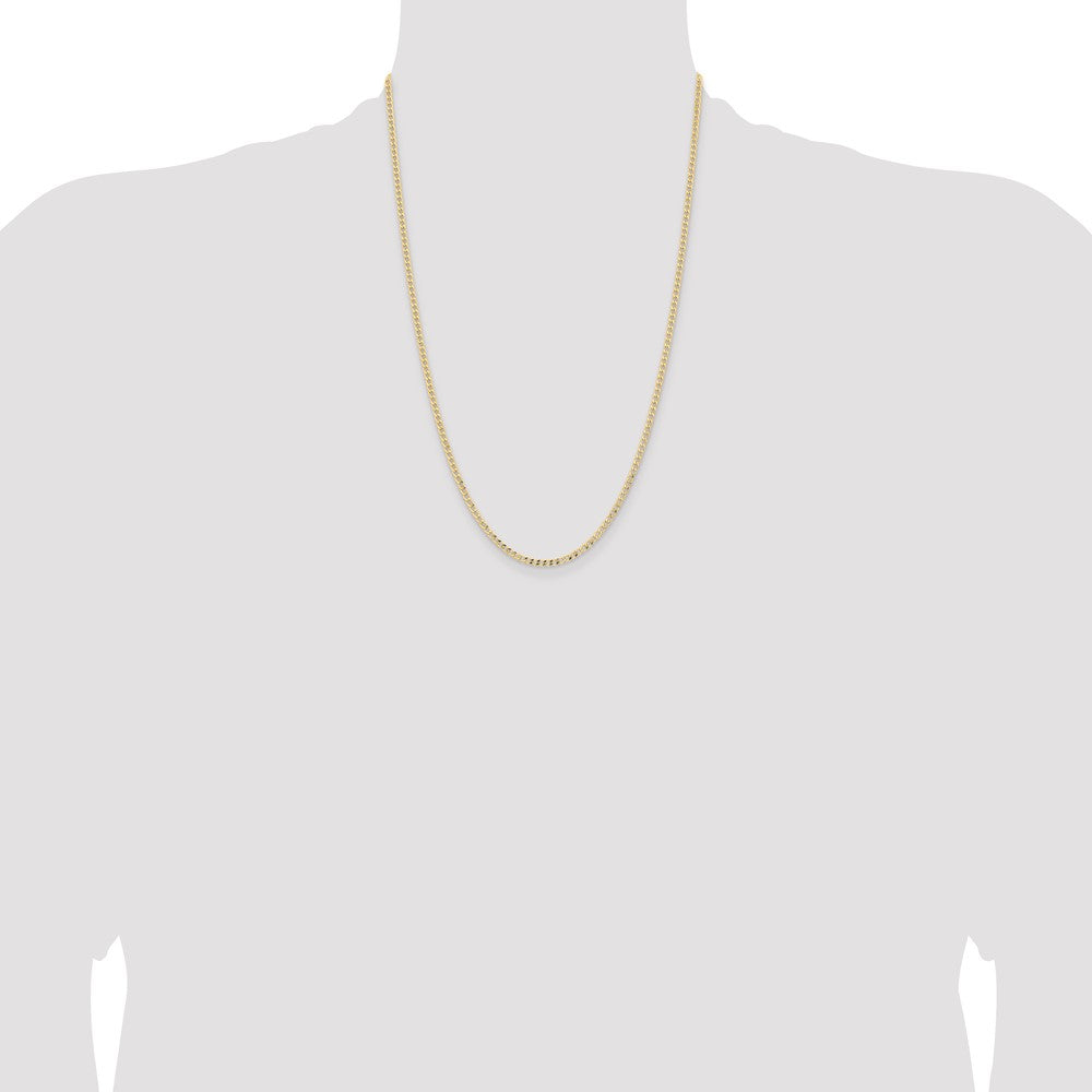 14K Yellow Gold 24 inch 2.85mm Semi-Solid Curb with Lobster Clasp Chain Necklace