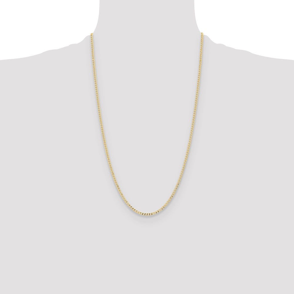 14K Yellow Gold 2.85mm Semi-Solid Curb Chain Necklace