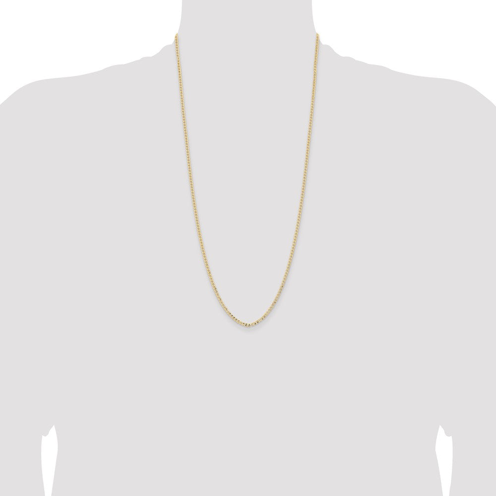 14K Yellow Gold 28 inch 2.85mm Semi-Solid Curb with Lobster Clasp Chain Necklace