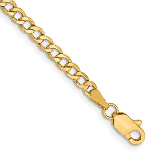 14K Yellow Gold 7 inch 2.85mm Semi-Solid Curb with Lobster Clasp Bracelet