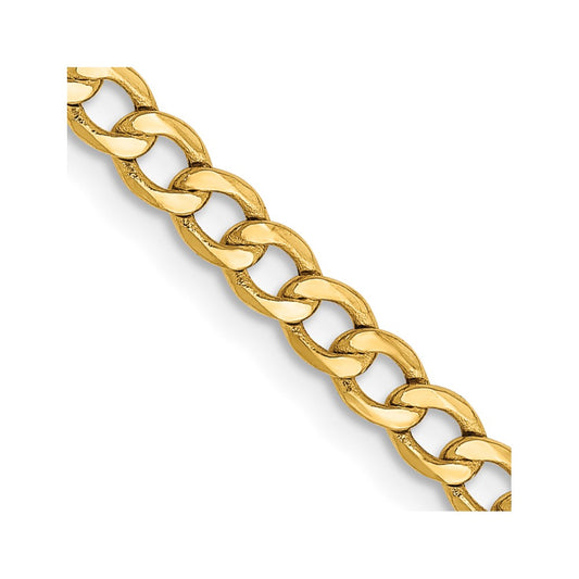 14K Yellow Gold 2.85mm Semi-Solid Curb Chain Necklace