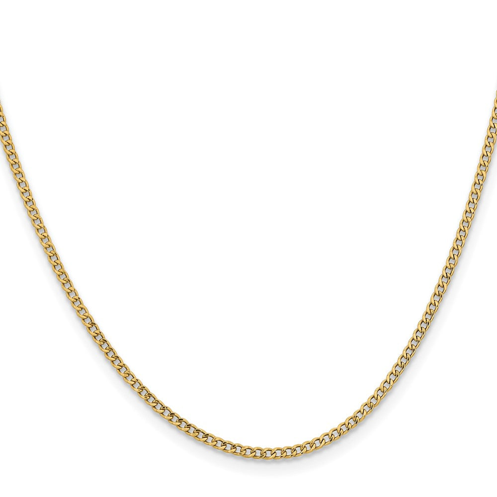 14K Yellow Gold 28 inch 1.85mm Semi-Solid Curb with Lobster Clasp Chain Necklace