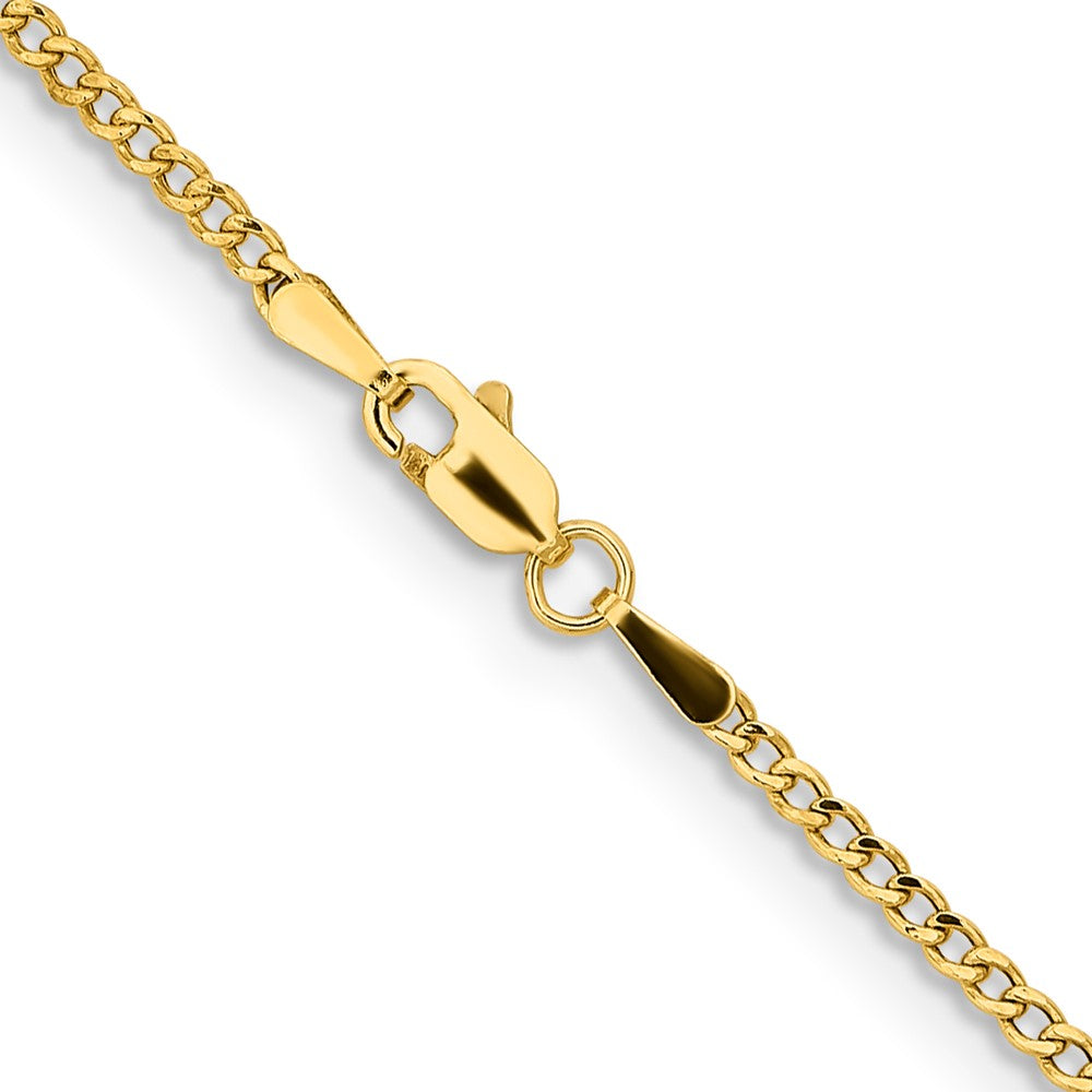 14K Yellow Gold 28 inch 1.85mm Semi-Solid Curb with Lobster Clasp Chain Necklace